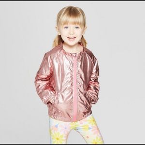 Cat & Jack Rose Gold Metallic Rain Jacket